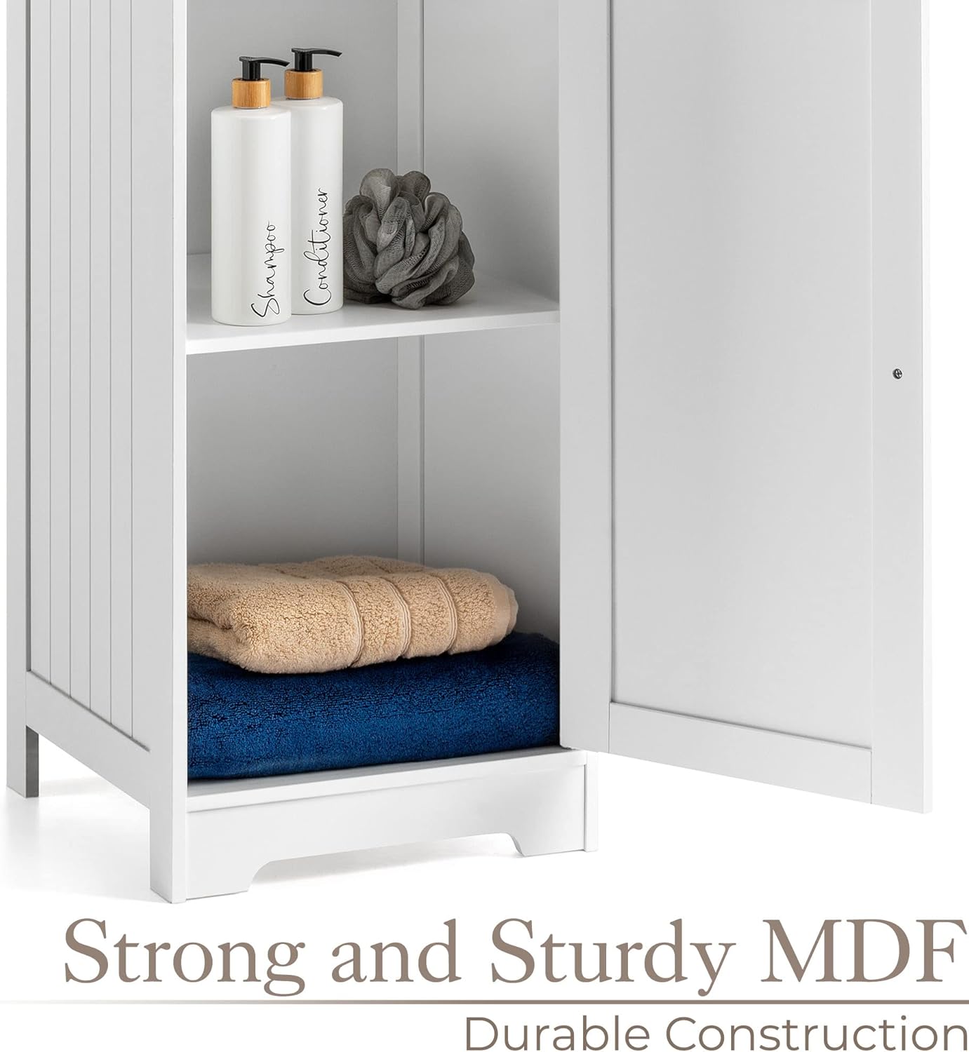 Tall Bathroom Tallboy Cabinet 3 Shelf Cupboard White 160cm