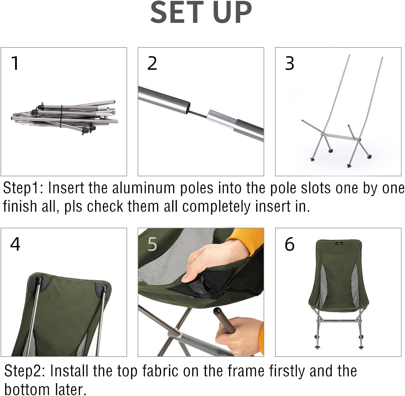 Lightweight Folding Camping Chair 330lb Green