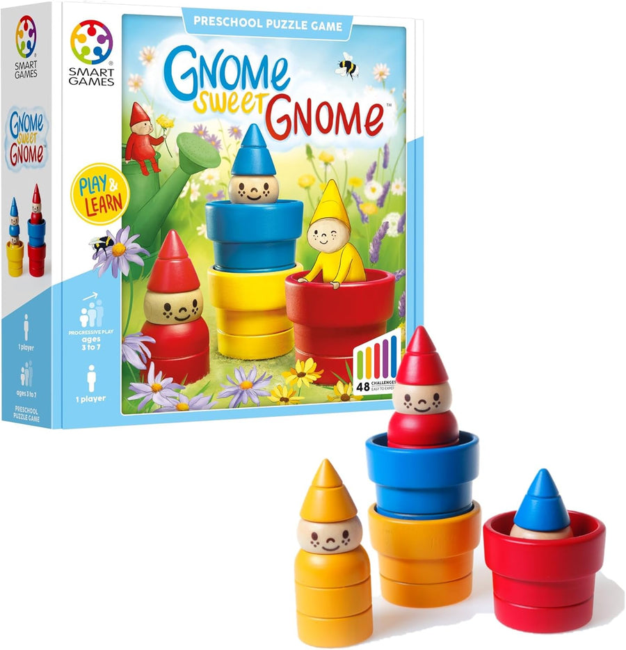 Wooden Gnome Puzzle Game Kids Brain Teaser 48 Challenges