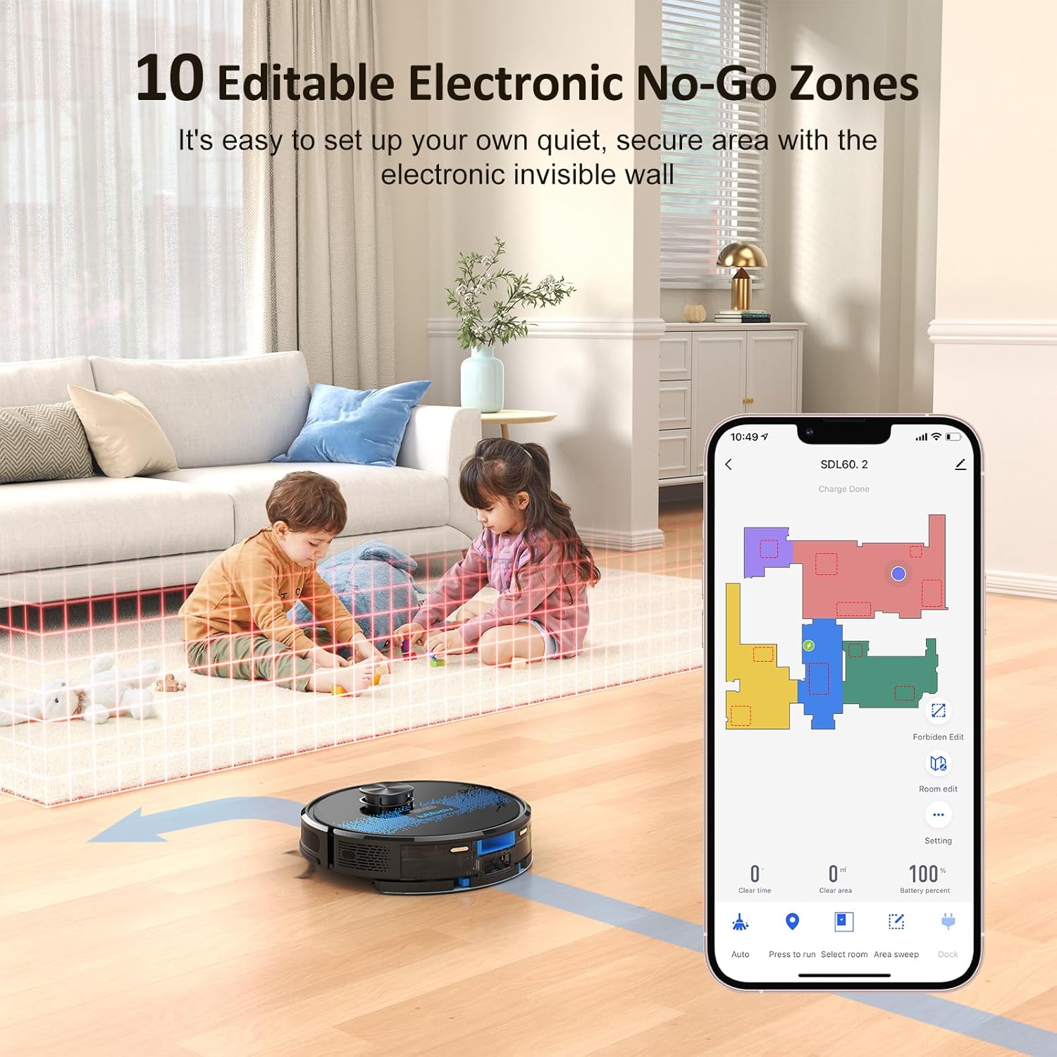 Robot Vacuum Mop 5000Pa LiDAR Mapping WiFi App Alexa Pet Hair Clean