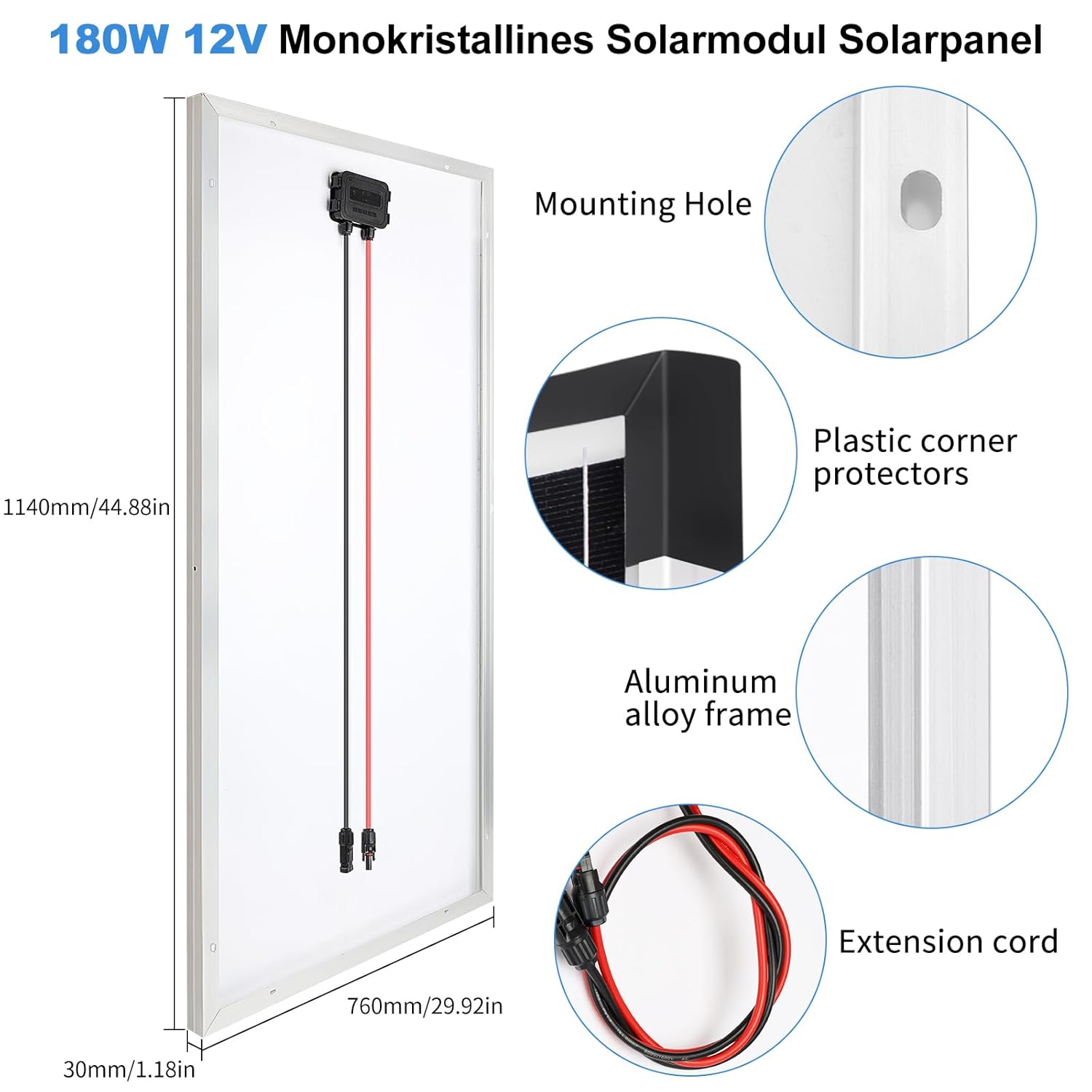 180W Solar Panel Kit Bluetooth 12V RV Boat Charger