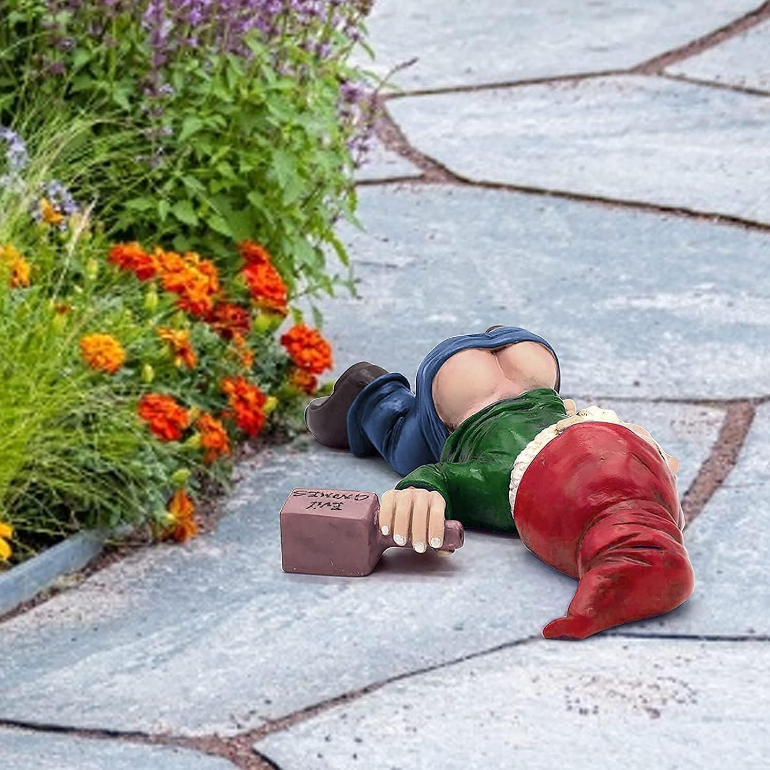 Funny Naughty Garden Gnome Statue Resin Outdoor Lawn Decor