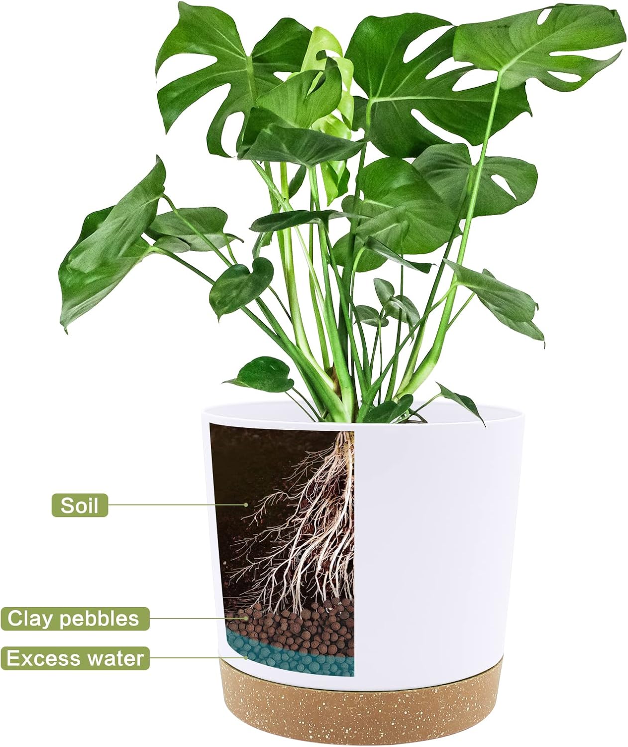 Large 30.5cm Plant Pots 2 Pack Indoor Outdoor Planters Drainage Tray