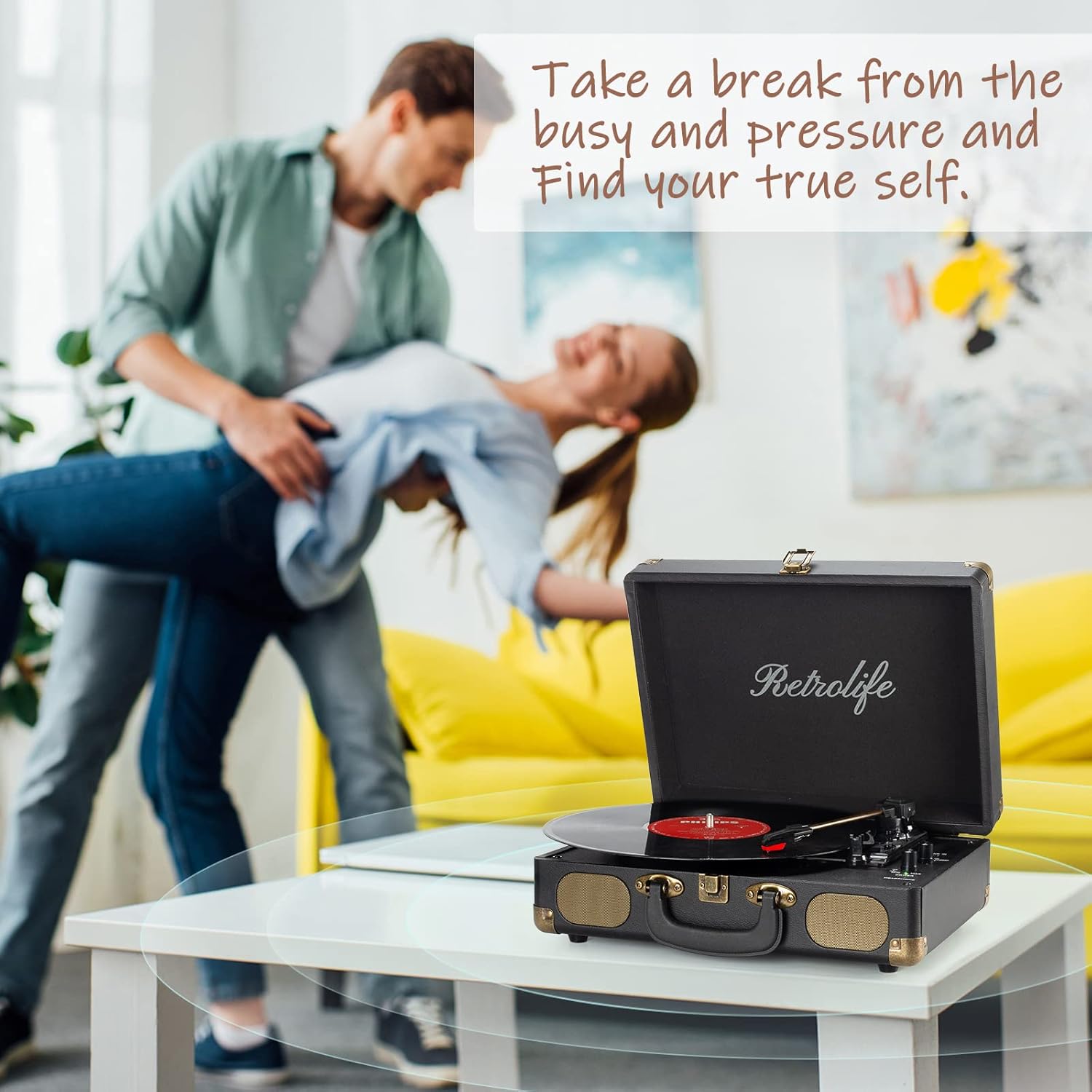 Portable 3-Speed Vinyl Record Player Bluetooth Suitcase Turntable