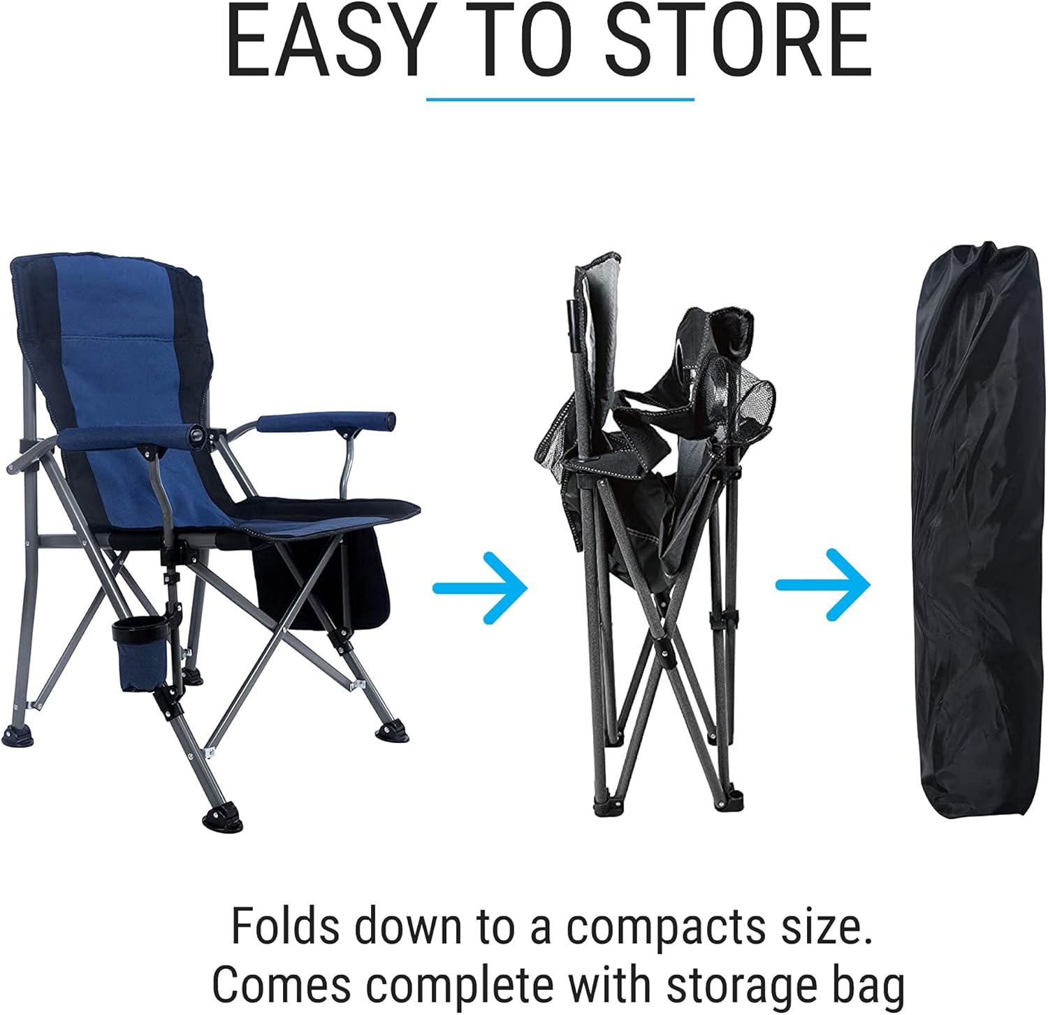 Blue Folding Camping Chair Heavy Duty Portable Seat