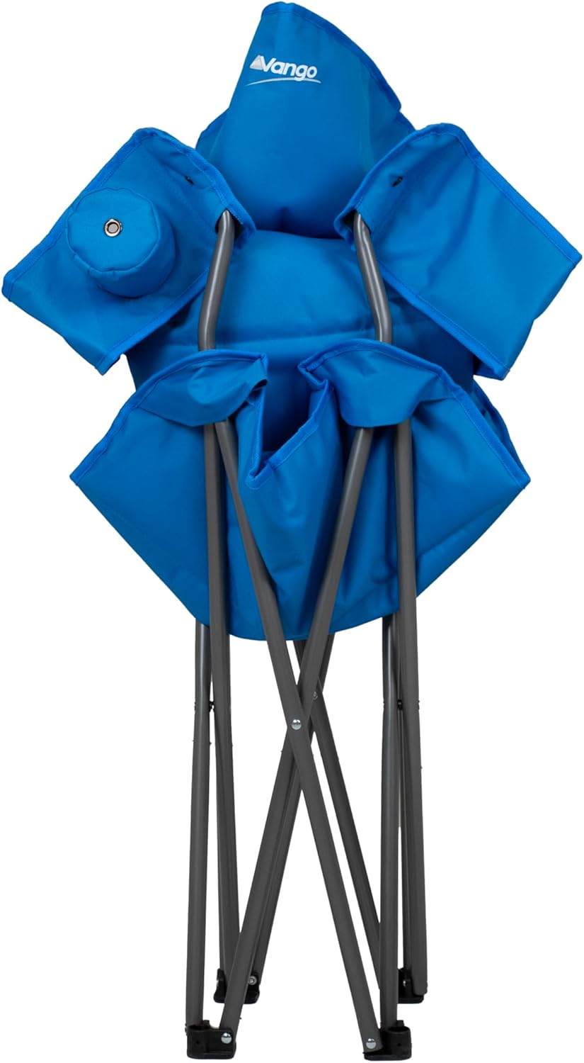 XL Padded Camping Chair 180kg Extra Wide Blue Fold