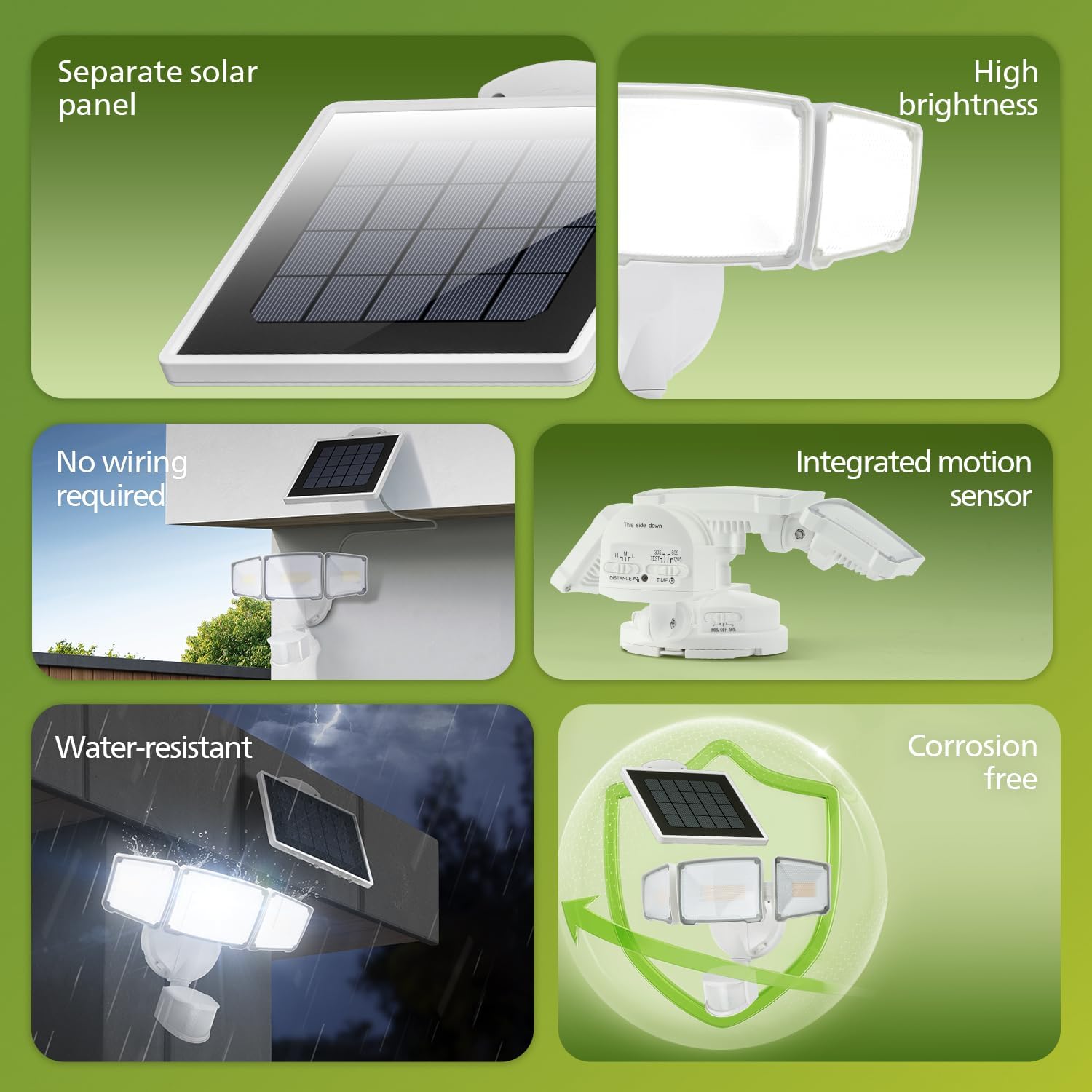 3600LM Solar Security Light PIR Motion Sensor 5M Cable