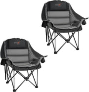Set of 2 Oversized Padded Camping Chairs 227KG Black