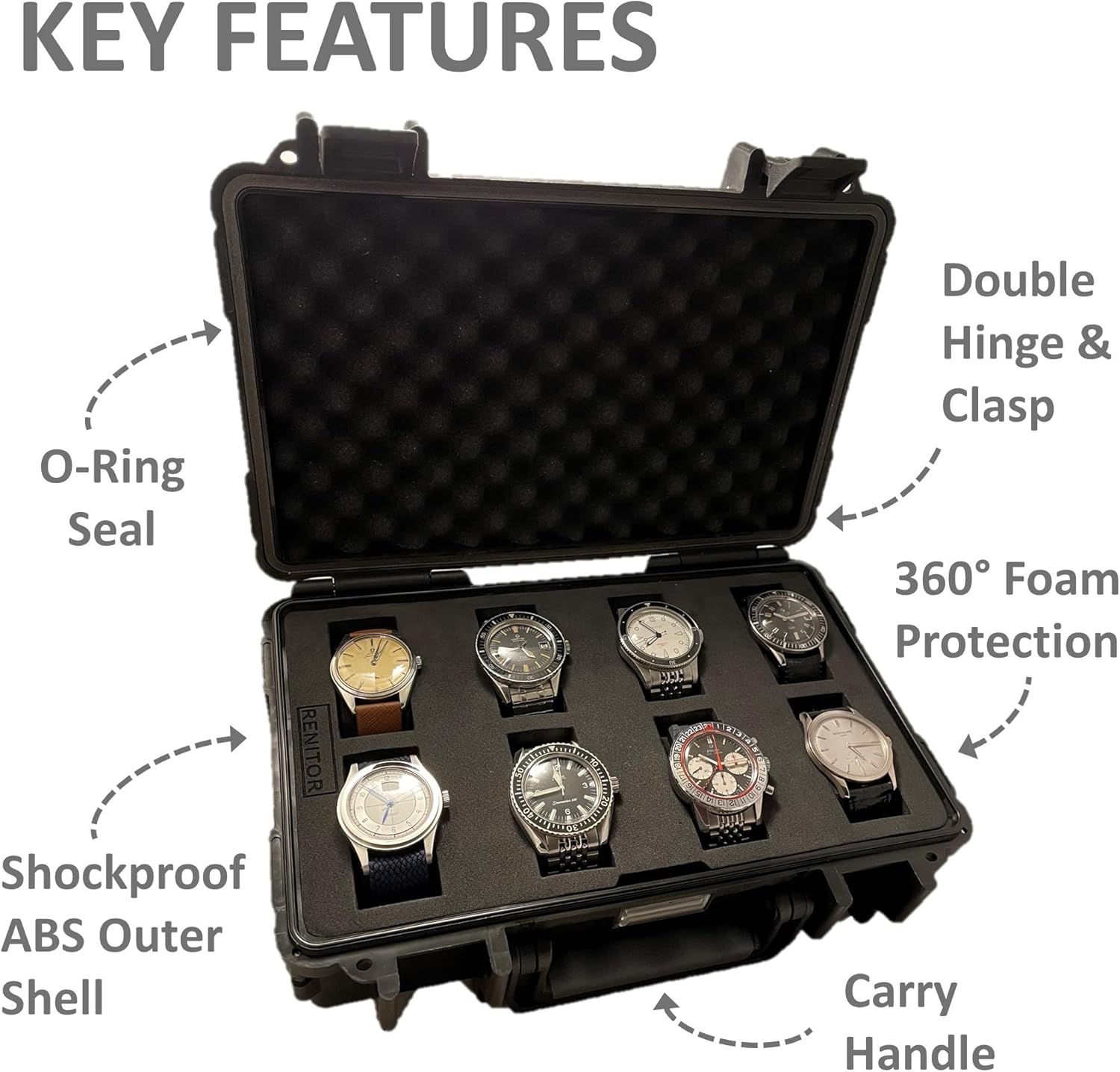 Watch Travel Storage Case for 8 Waterproof Shockproof