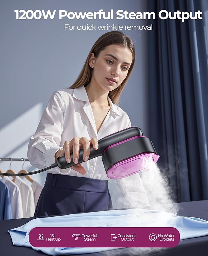 Travel Garment Steamer 1200W 2in1 15s Heat LED Foldable Iron