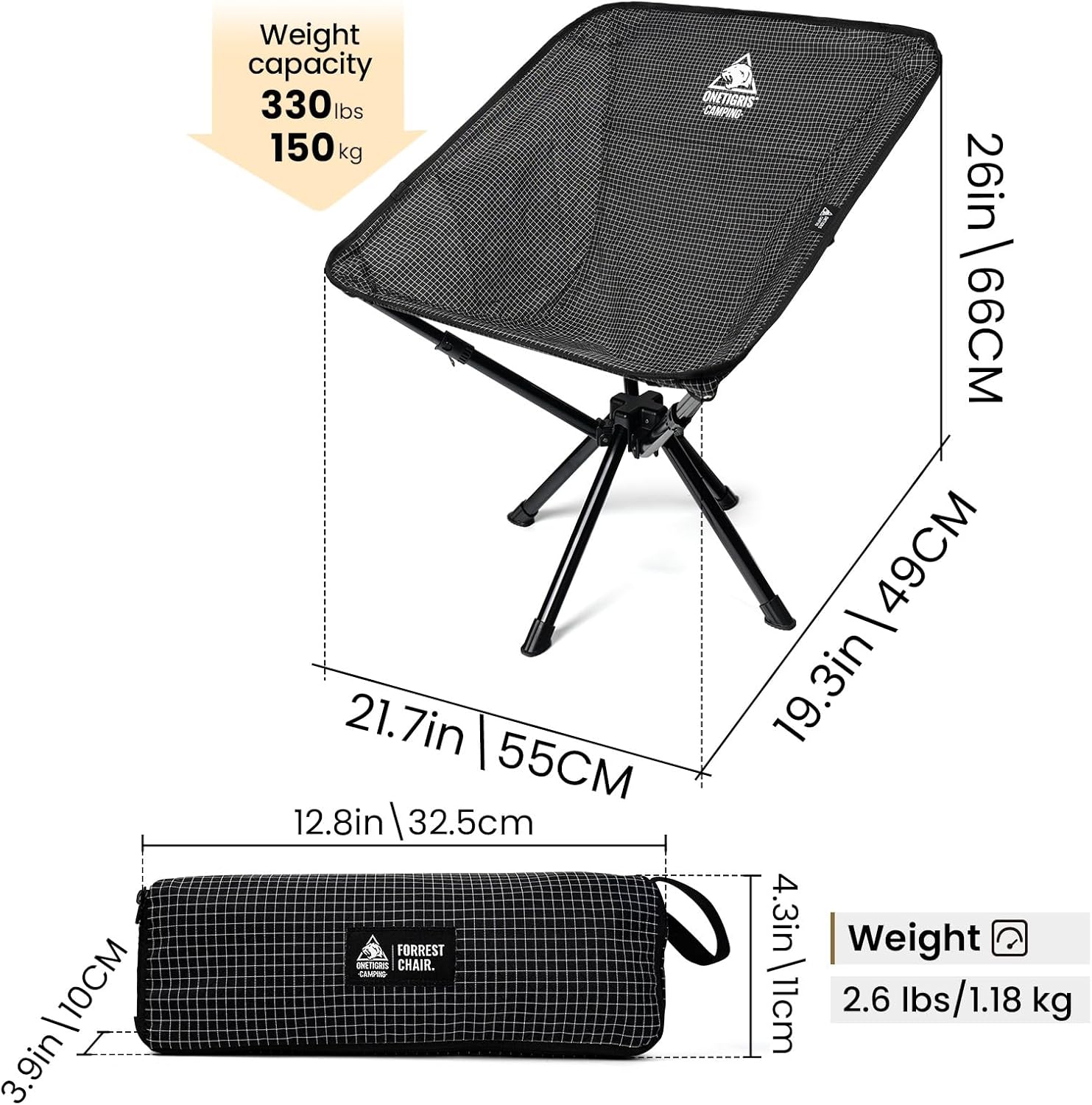 Lightweight Folding Camping Chair Portable Backpack Seat