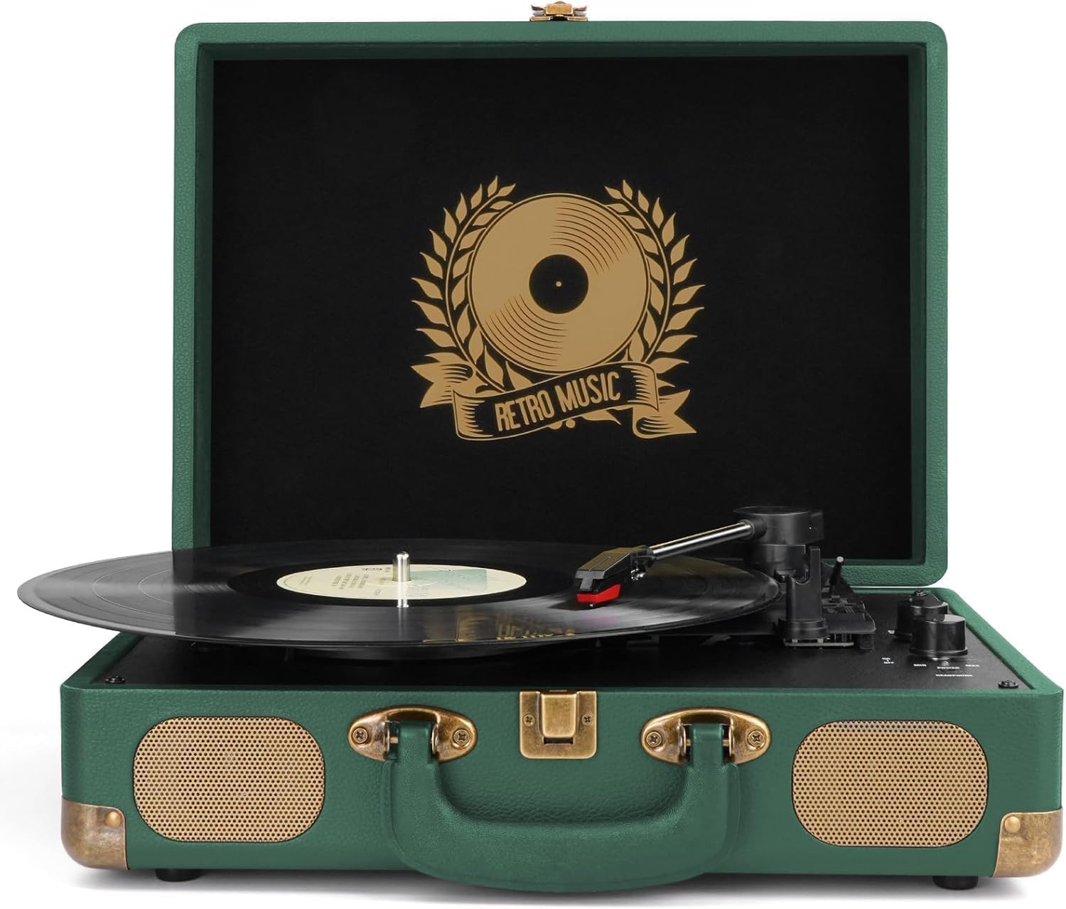 3-Speed Bluetooth Vinyl Record Player Portable Suitcase Turntable