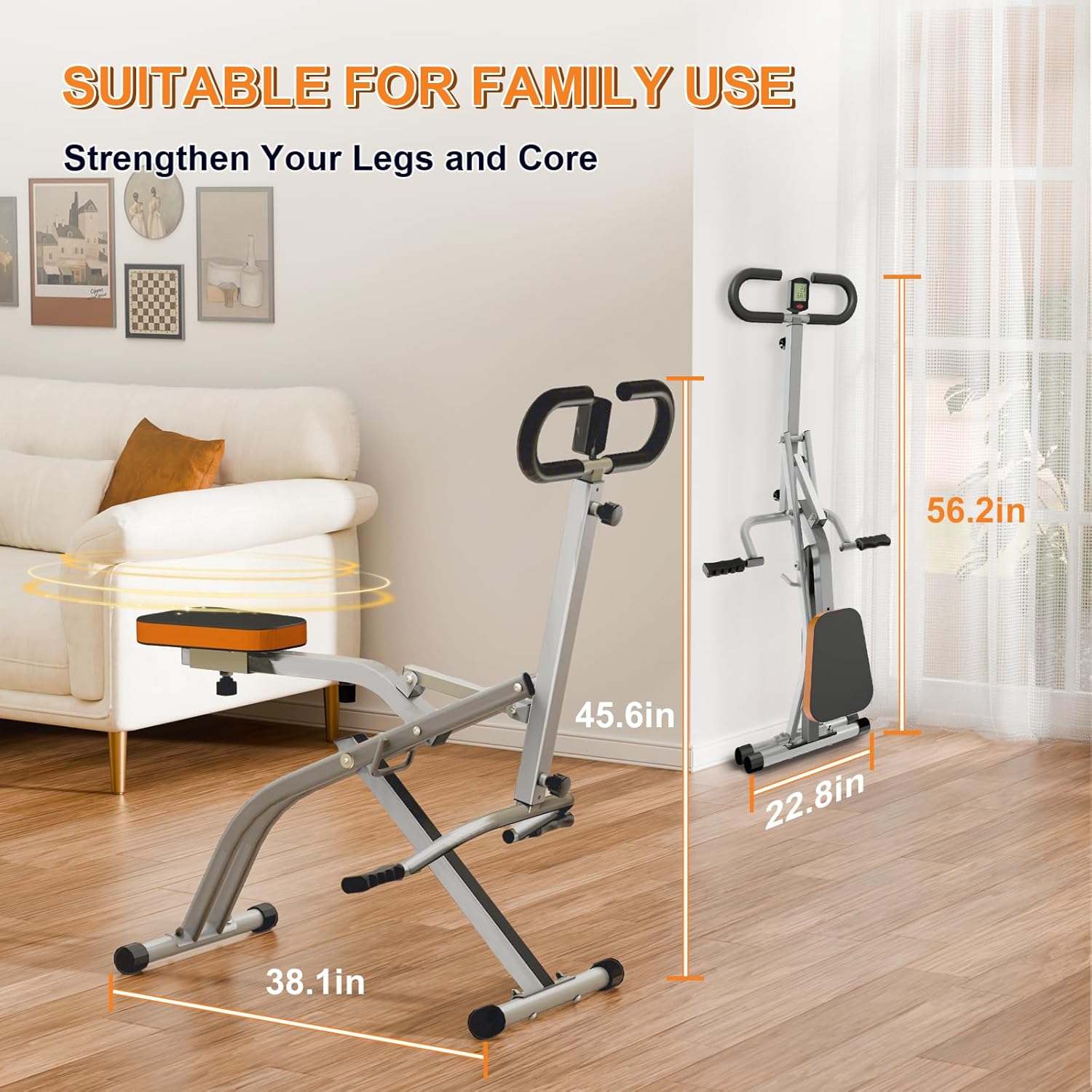 Foldable Squat Machine Row Trainer Home Gym Glutes Legs Core