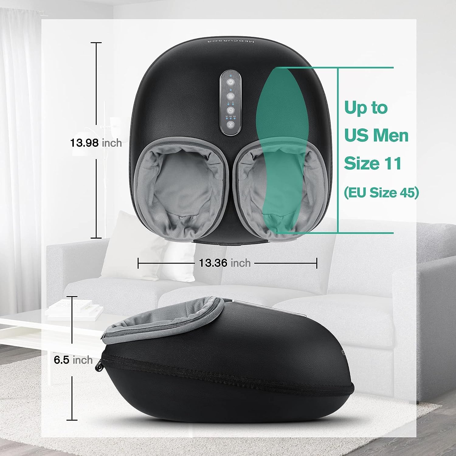 Shiatsu Foot Massager Heat Air Compression Deep Kneading Machine