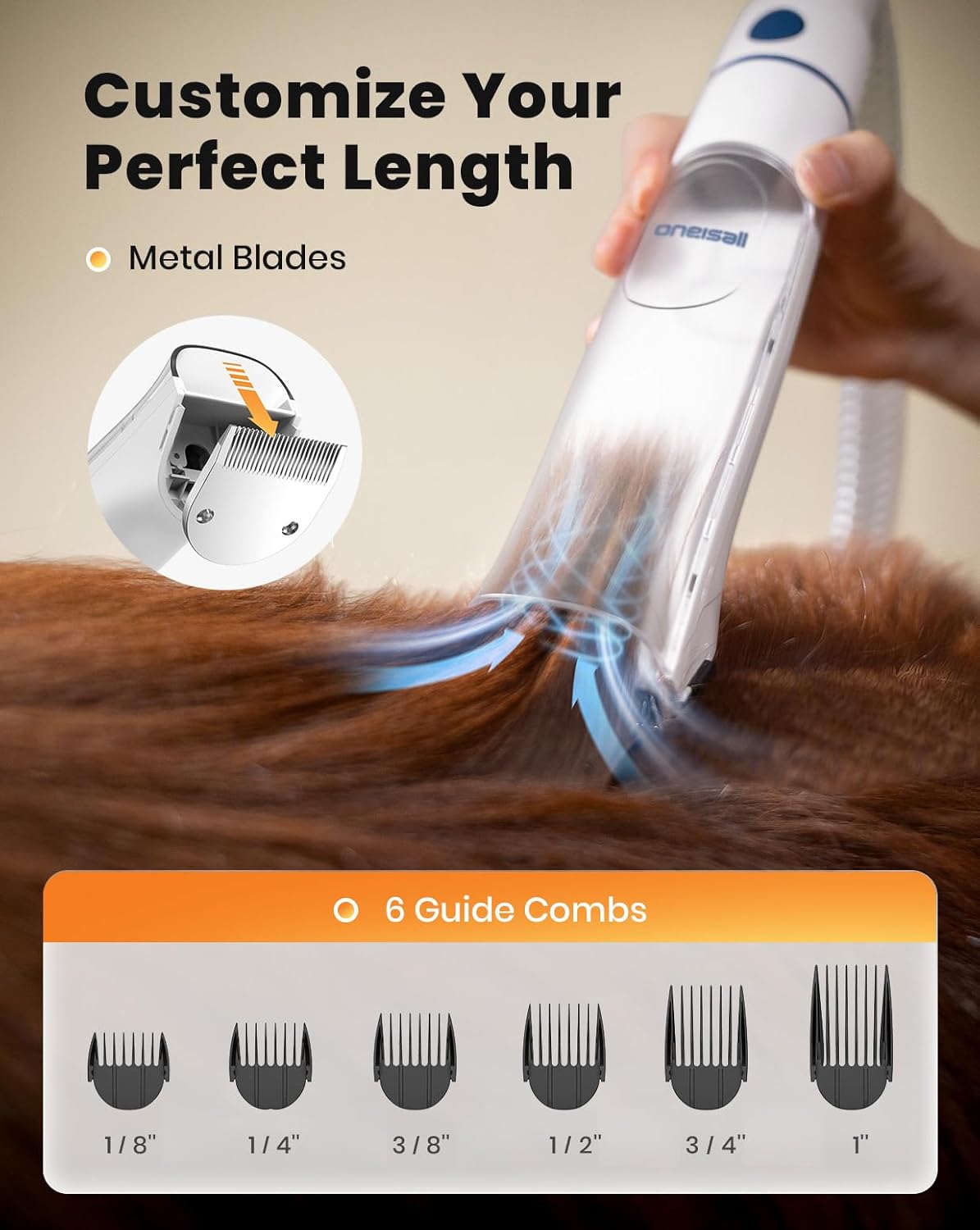 Dog Grooming Vacuum Blow Dryer Clippers 8 Tool Low Noise
