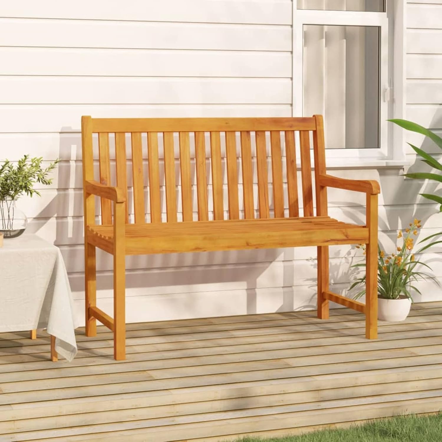 110cm Acacia Wood Garden Bench Outdoor Patio Park Seat