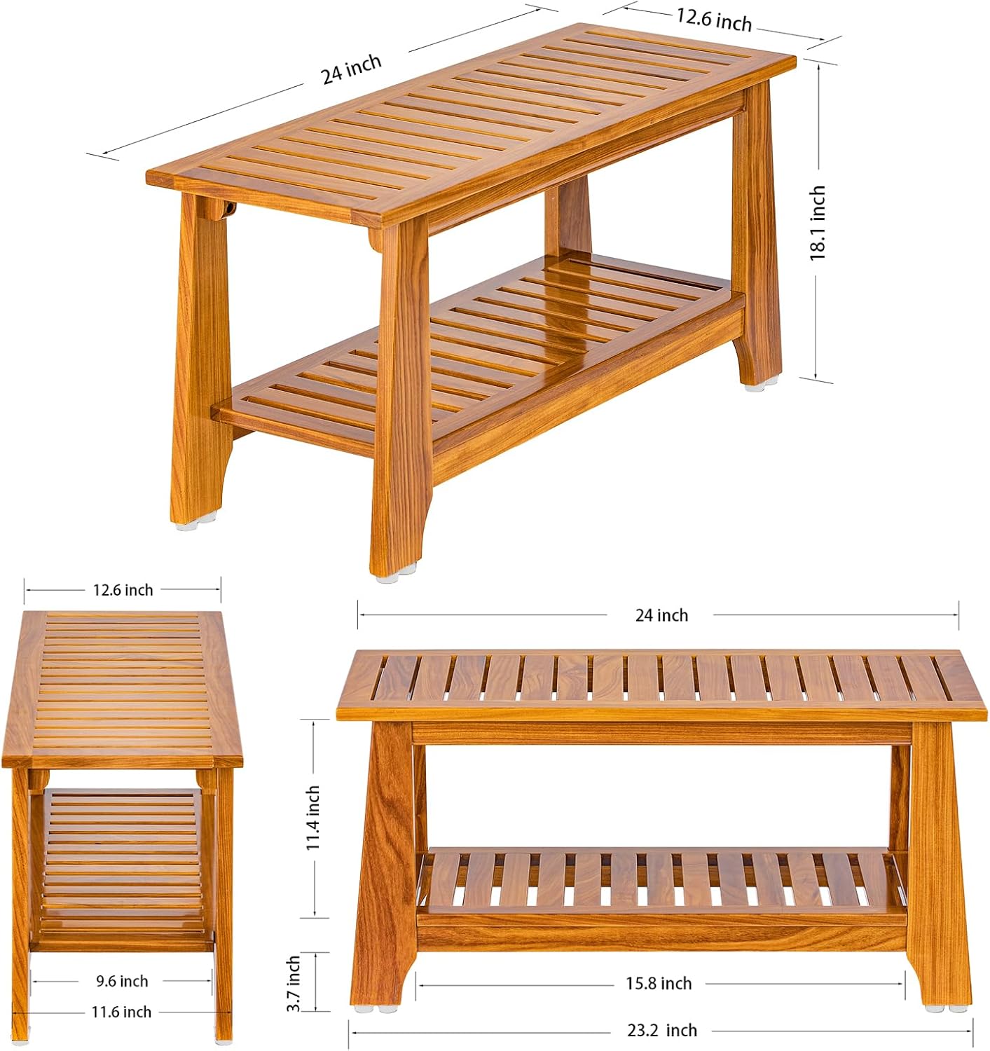 Teak Shower Bench Spa Seat Non Slip Bathroom Stool