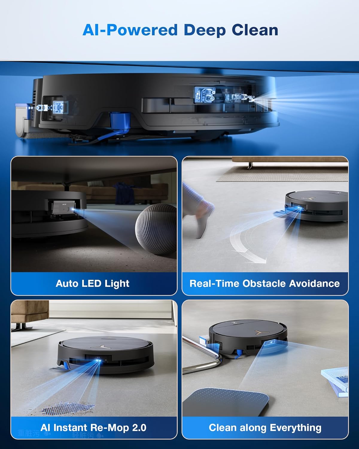 Robot Vacuum Mop 16600Pa Auto Wash Self Empty AI LiDAR WiFi