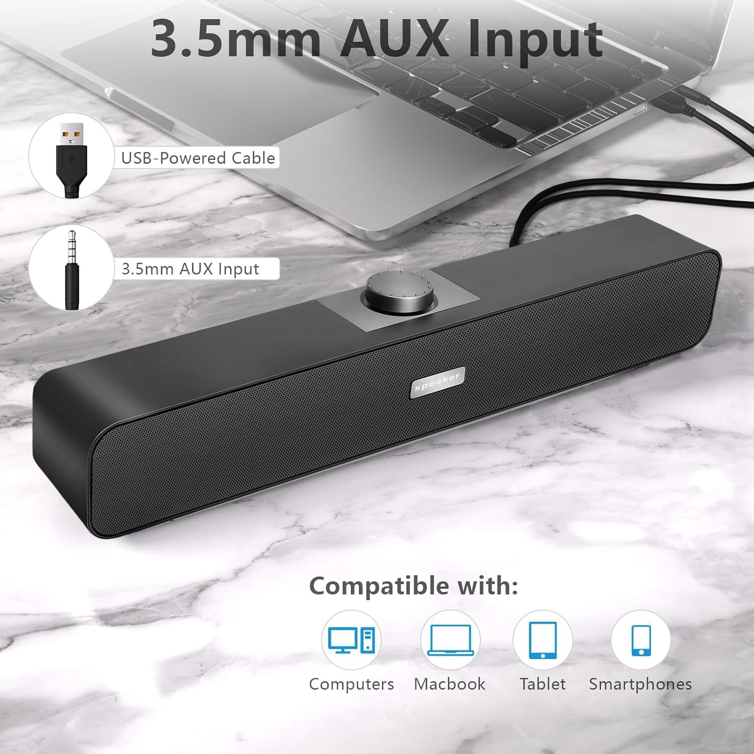 Bluetooth PC Speakers USB Powered Stereo Bass Desktop Audio