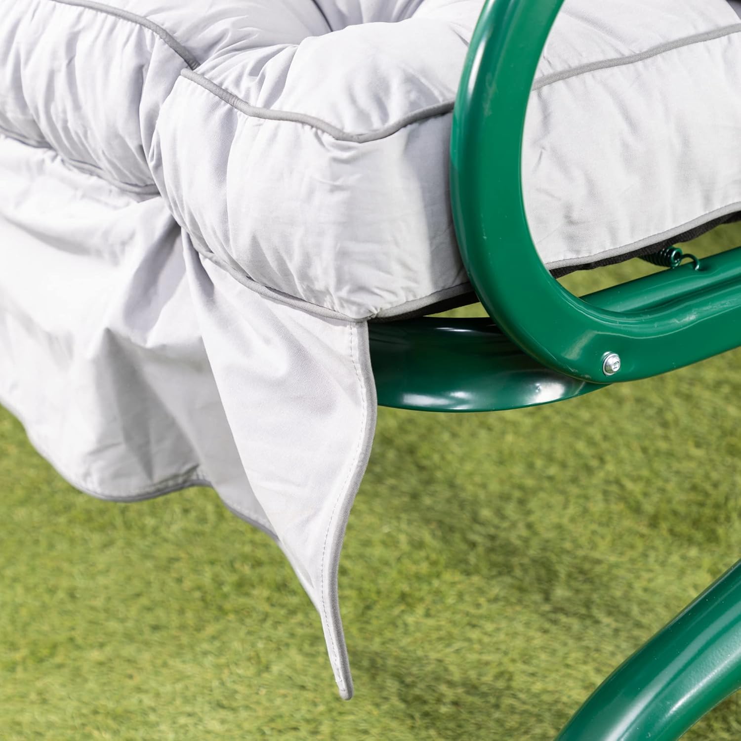 3 Seater Garden Swing Seat Grey Canopy Cushions 250kg