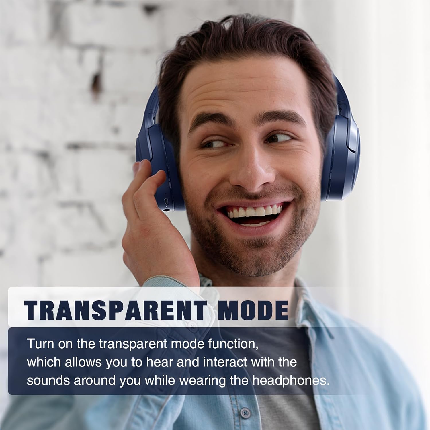 Wireless Noise Cancelling Over Ear Bluetooth Headphones 65Hr Blue