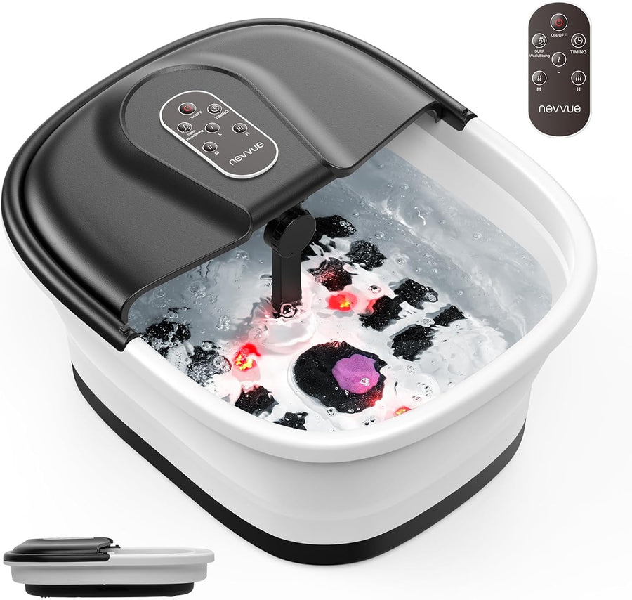 Collapsible Foot Spa Massager Heat Remote 16 Rollers Timer Bath