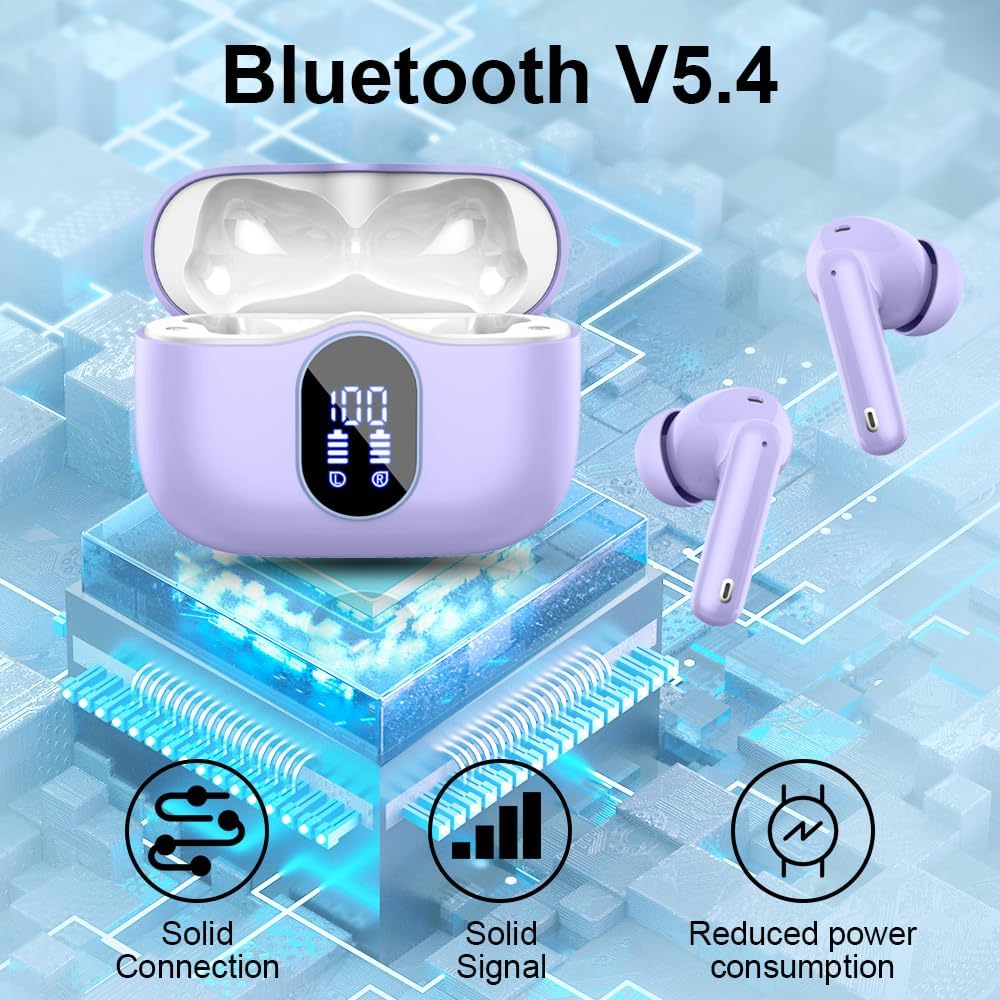 Mini Wireless Bluetooth 5.4 Earbuds Noise Cancelling Deep Bass 36H LED