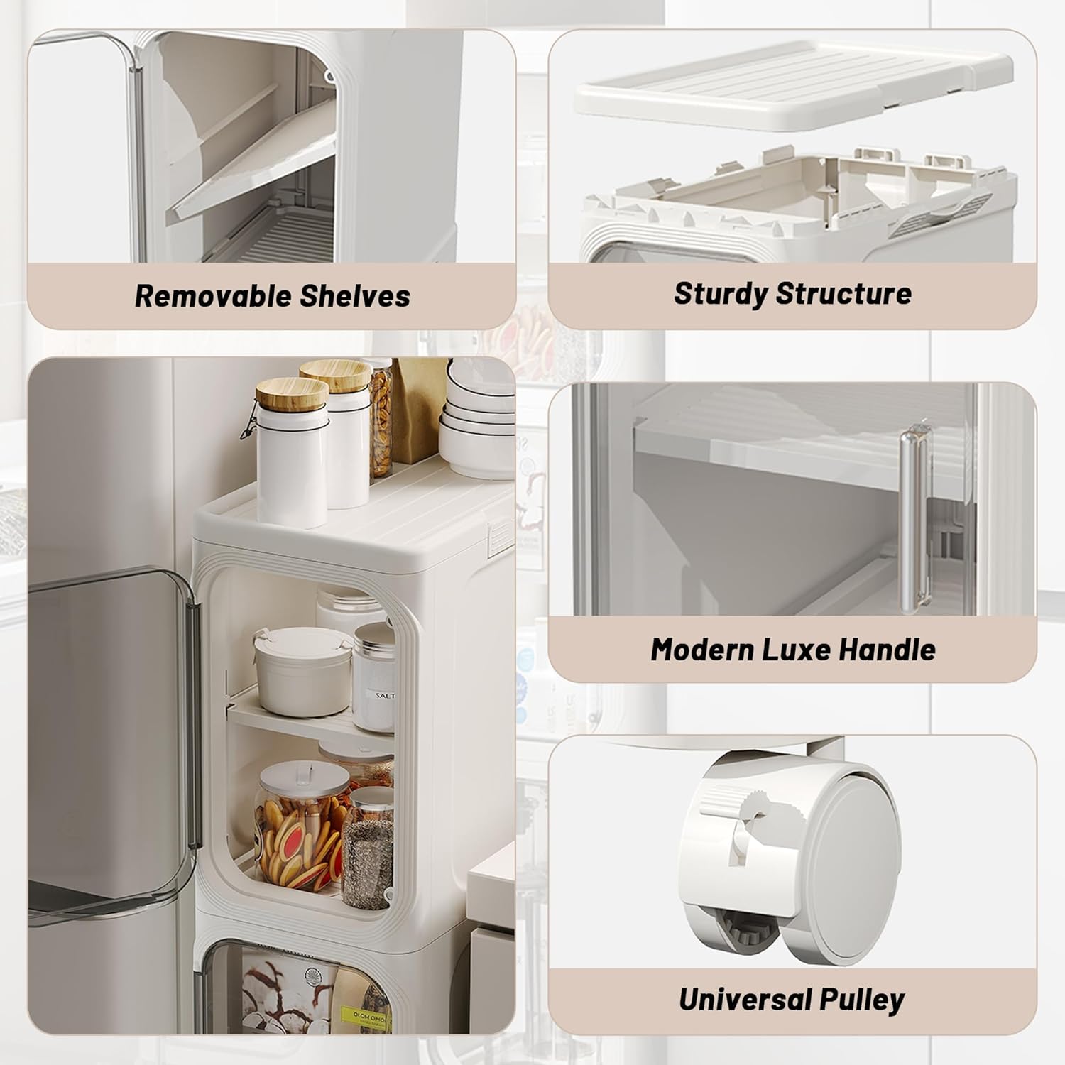 3 Tier Slim Storage Cabinet Foldable Bathroom Organizer Unit