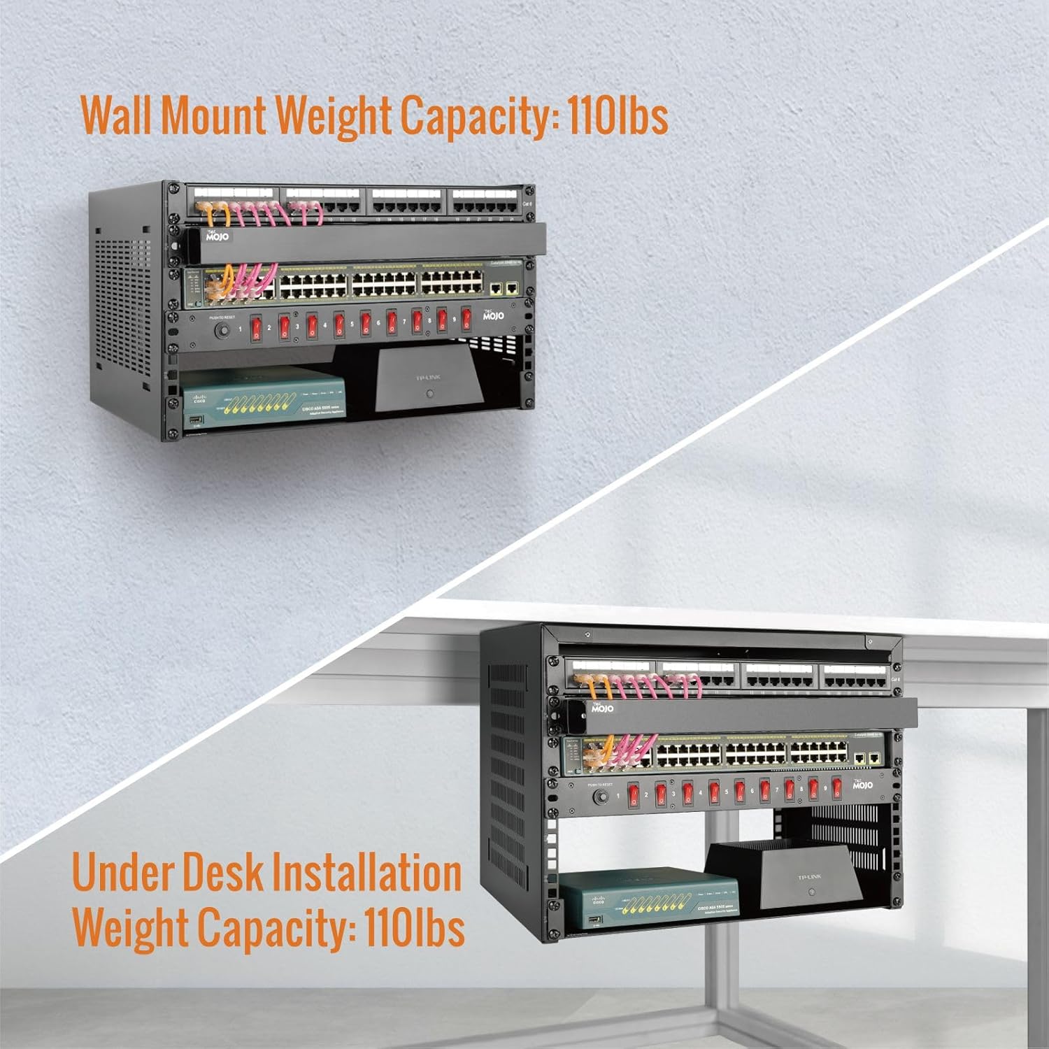 6U Wall Mount Network Rack 19 Inch Steel Patch Panel Bracket