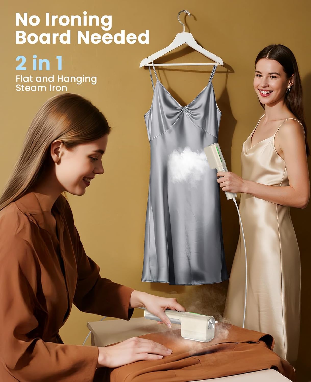 Travel Garment Steamer Dual Voltage 1000W 15s Heat 2in1 Iron