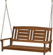 Wooden Porch Swing Bench with Chains Natural Patio Chair