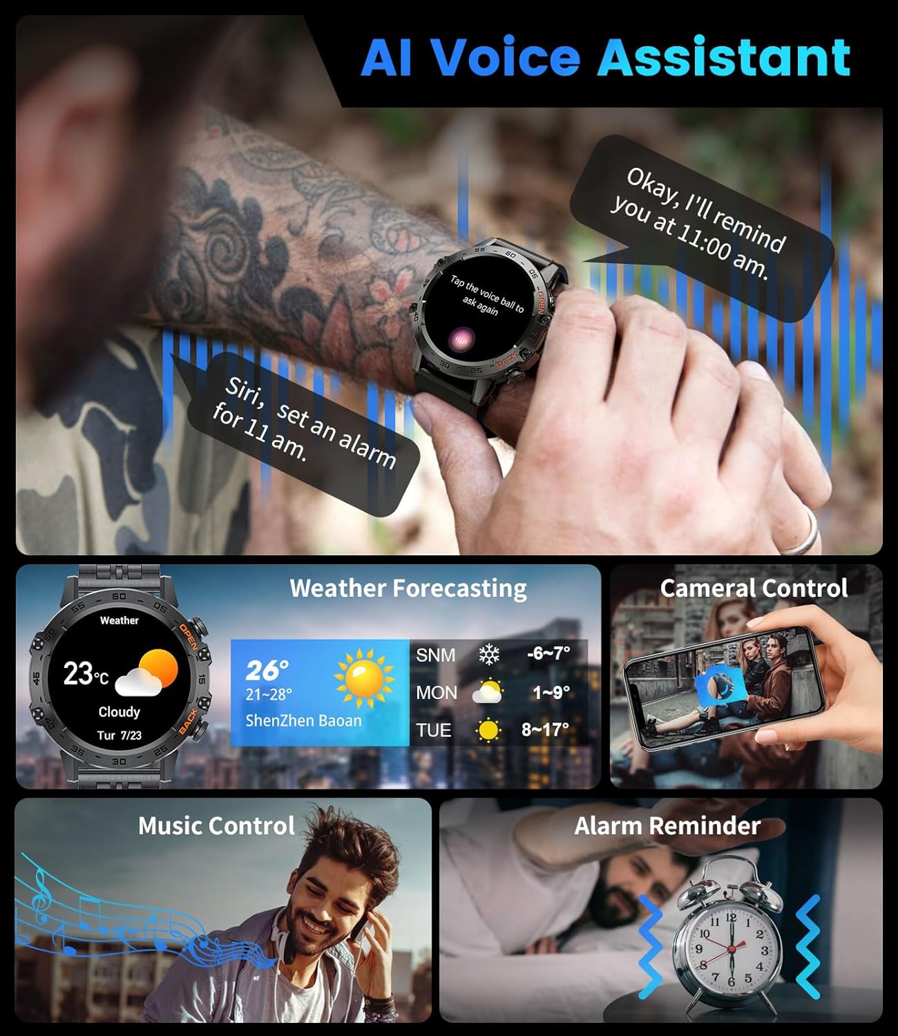 Military Smart Watch Call 100 Sports Heart Sleep