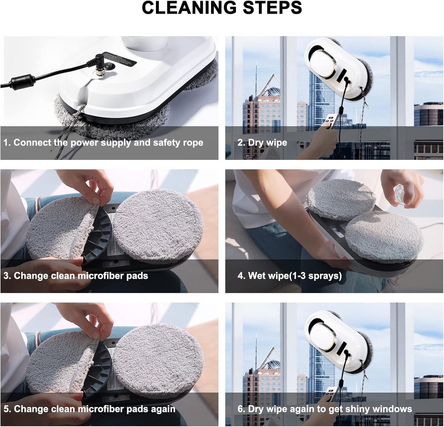 Window Cleaning Robot 5600Pa Smart Glass Cleaner Remote Control