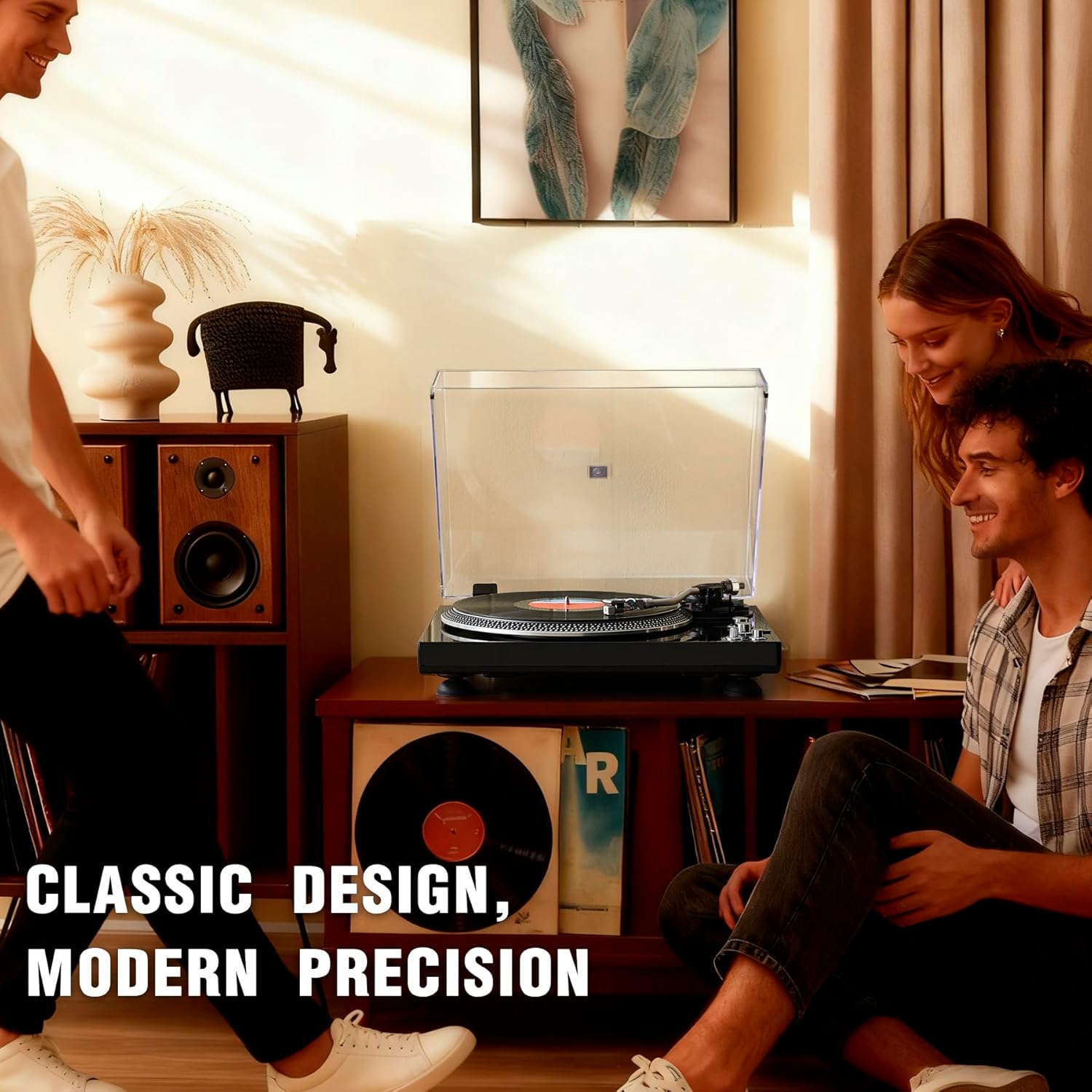 Hi-Fi Belt-Drive Turntable with Premium Cartridge, 33/45 RPM, Auto-Return