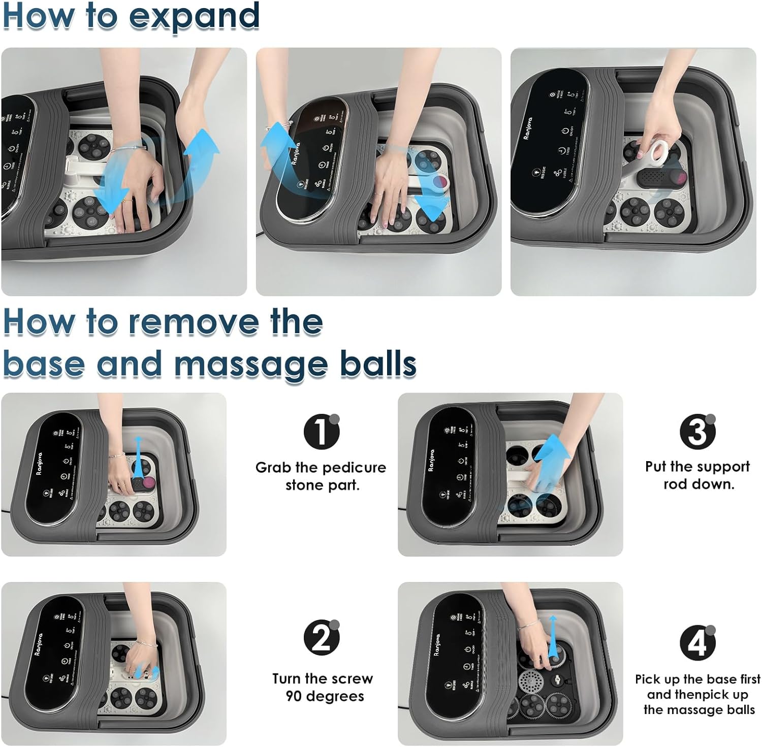 Foldable Foot Spa Massager Heat Bubble Shiatsu Balls Temp Control