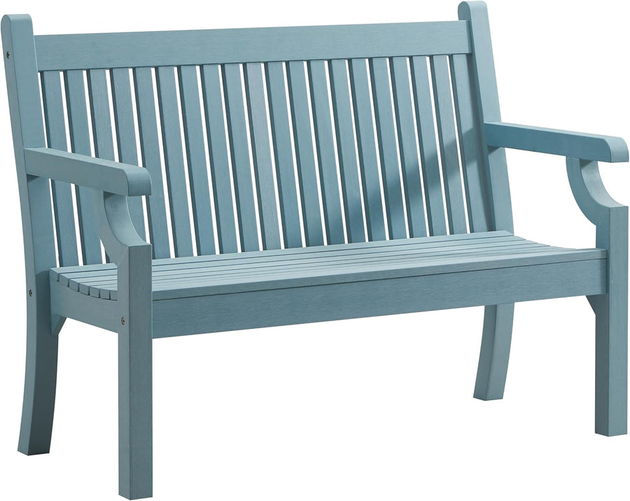 2 Seater Garden Bench Polymer Wood Effect Weatherproof Seat