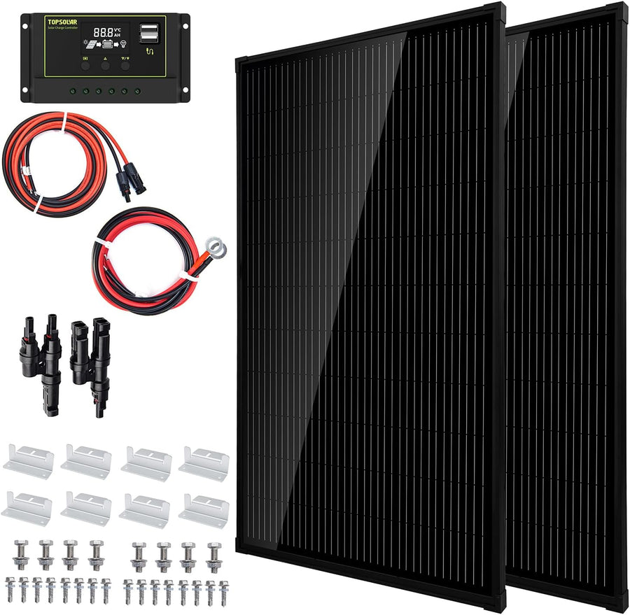 340W Solar Panel Kit 12V 24V Off Grid RV Boat Home