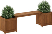 Wood Planter Box with Bench Teak Oil Treated Garden Patio Seat