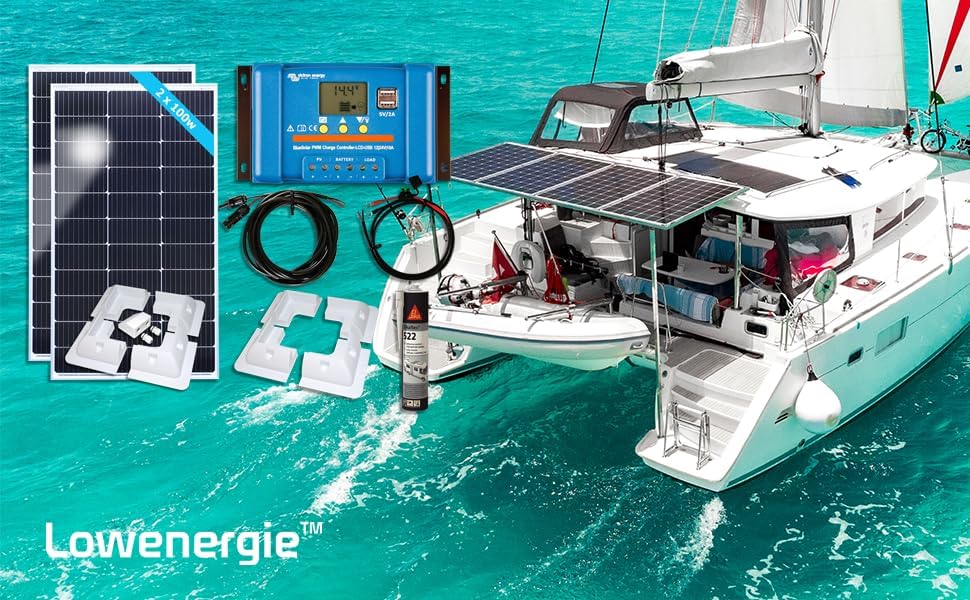 200W Solar Panel Kit PWM Controller Campervan Boat 12V
