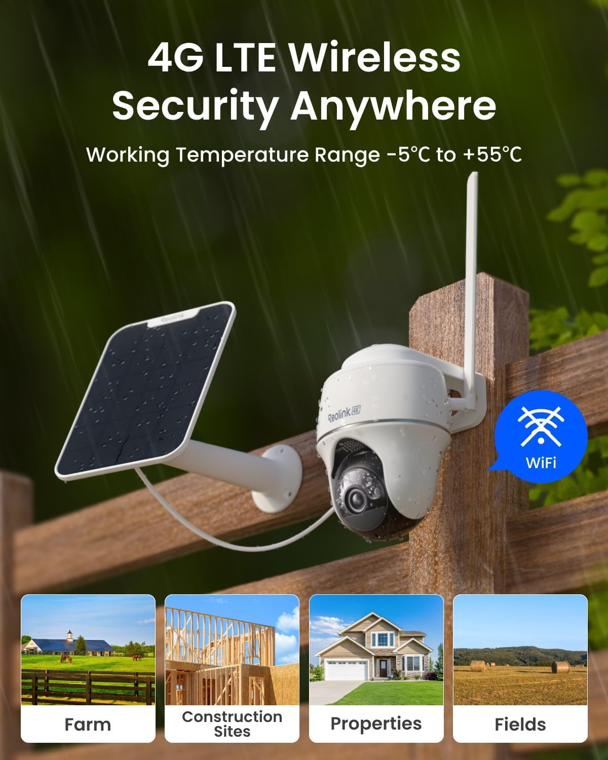 4K 4G LTE Solar Security Camera PTZ Color Night Vision