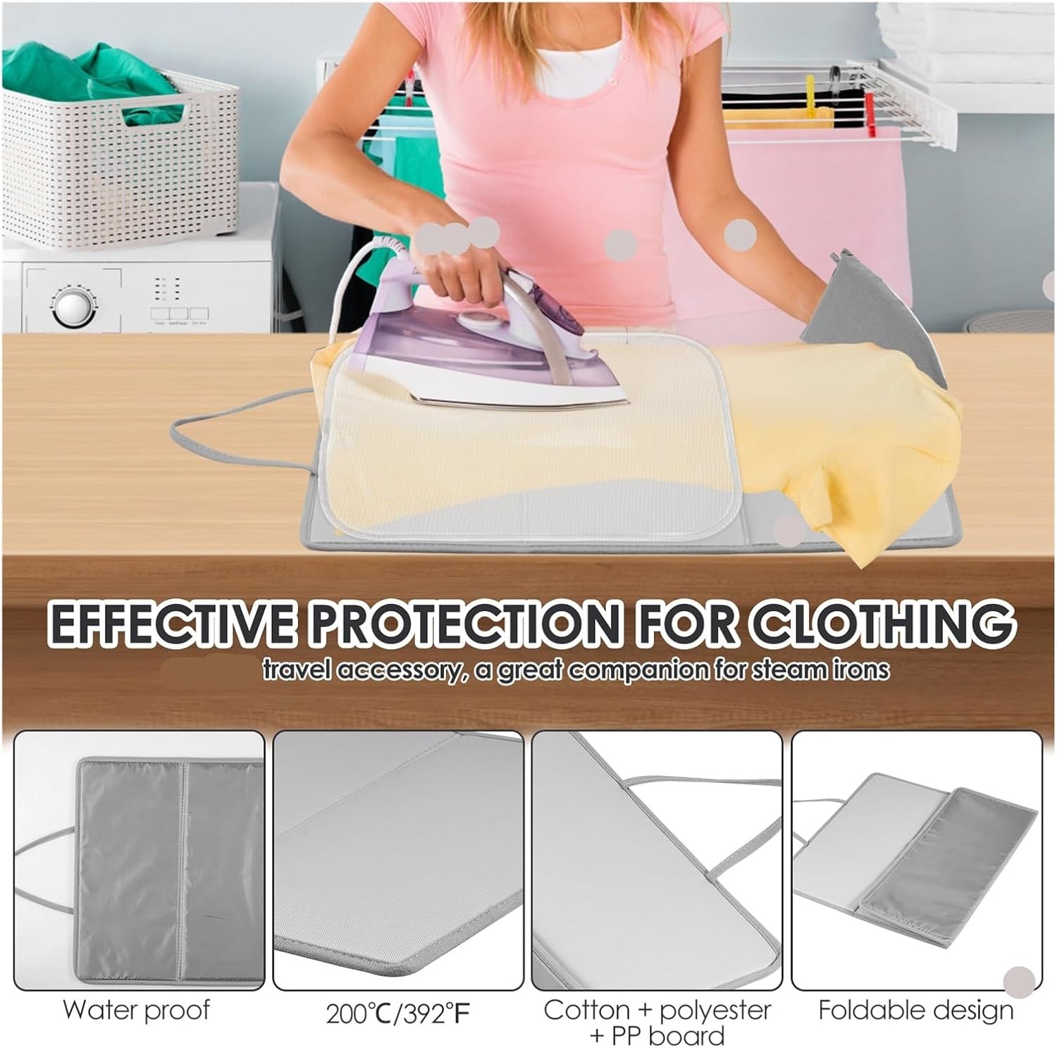 Clothes Steamer Stand Adjustable Foldable Rack with Ironing Board