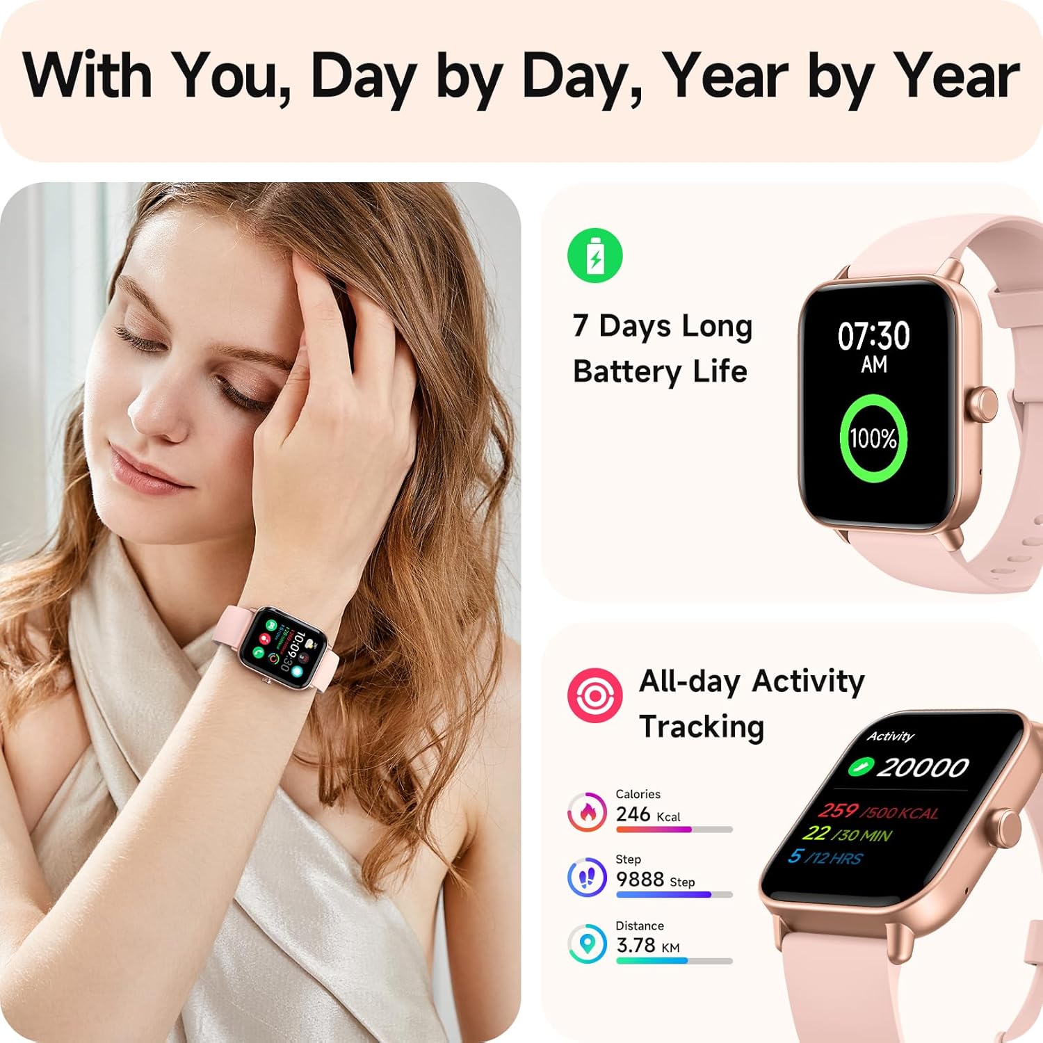 Ladies Smart Watch Alexa Call 110 Sports IP68