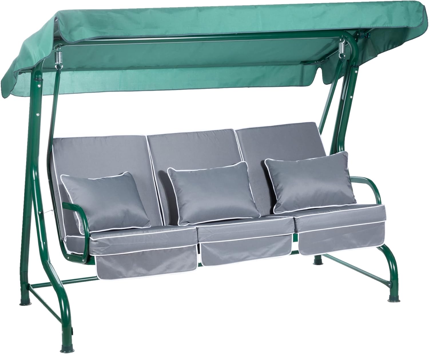 3 Seater Garden Swing Seat Grey Canopy Luxury Cushions