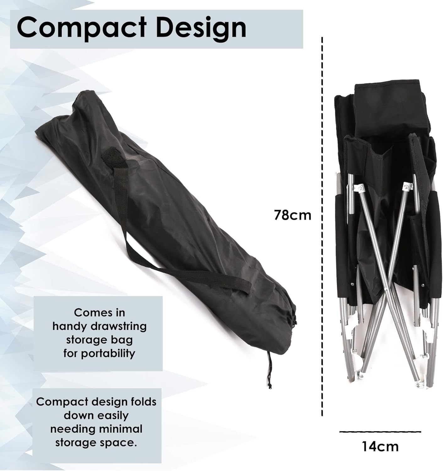 Set of 2 Low Folding Beach Chairs Black