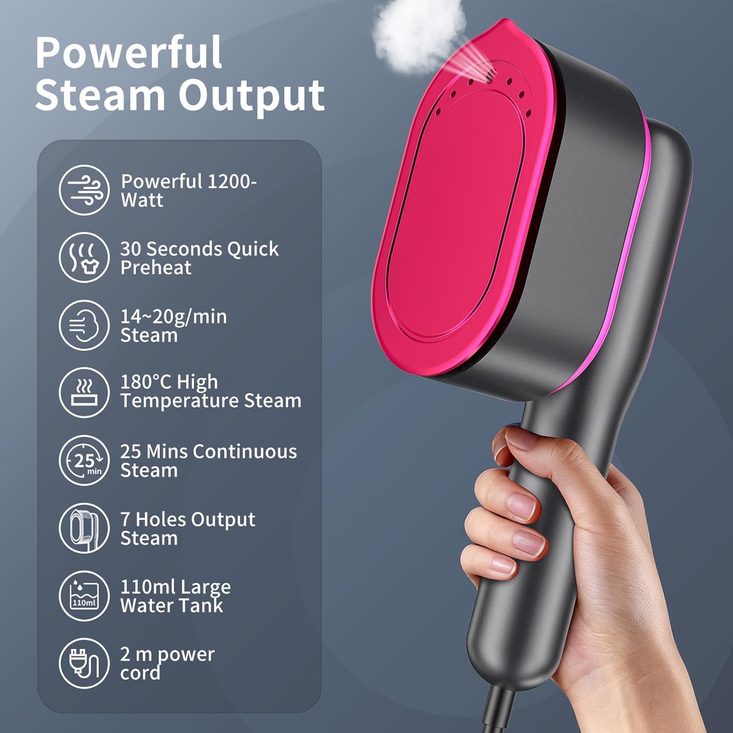 Travel Clothes Steamer 2 in 1 Iron 1200W Fast Heat 5 Modes