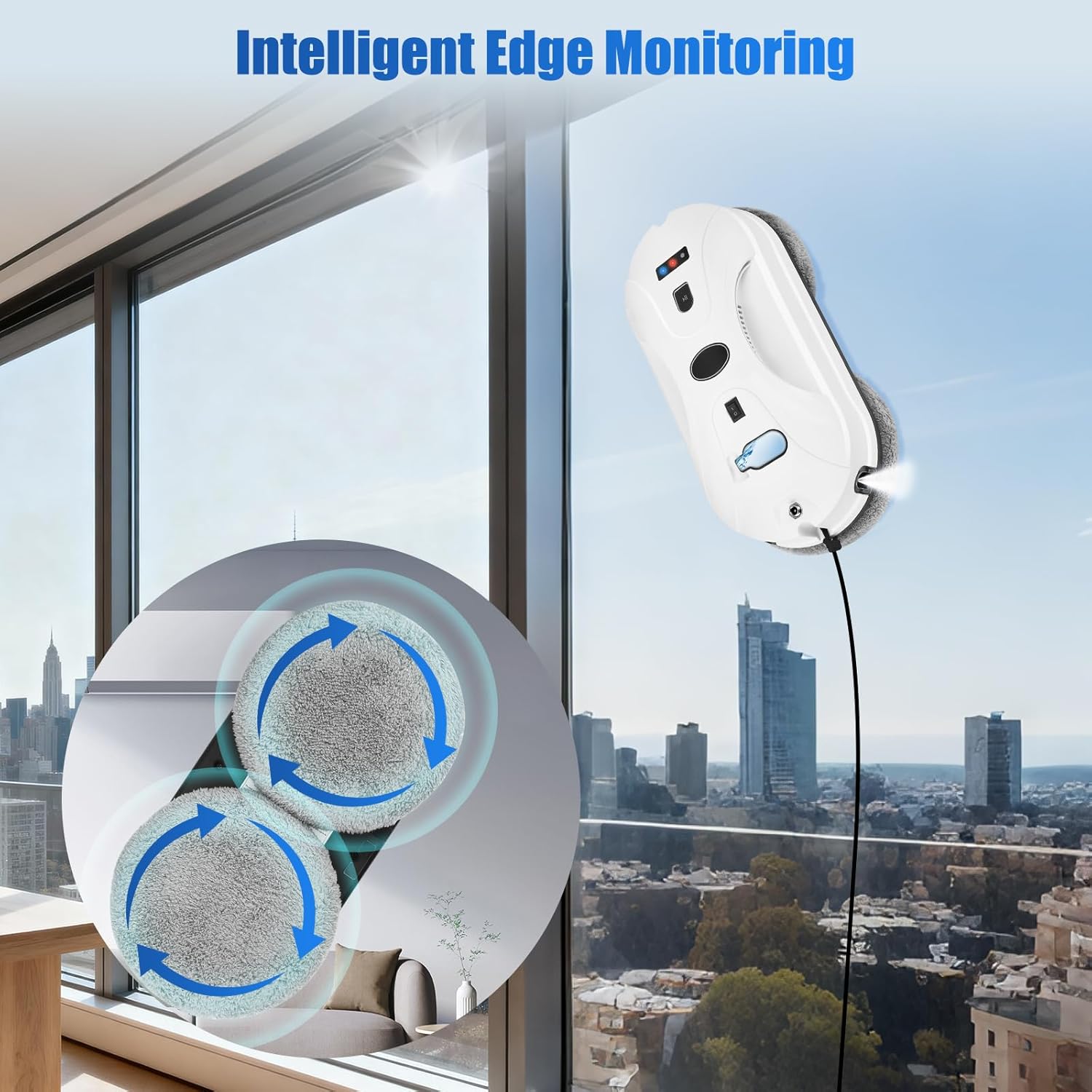 Robot Window Cleaner 5600Pa Smart Glass Cleaner Dual Spray Remote