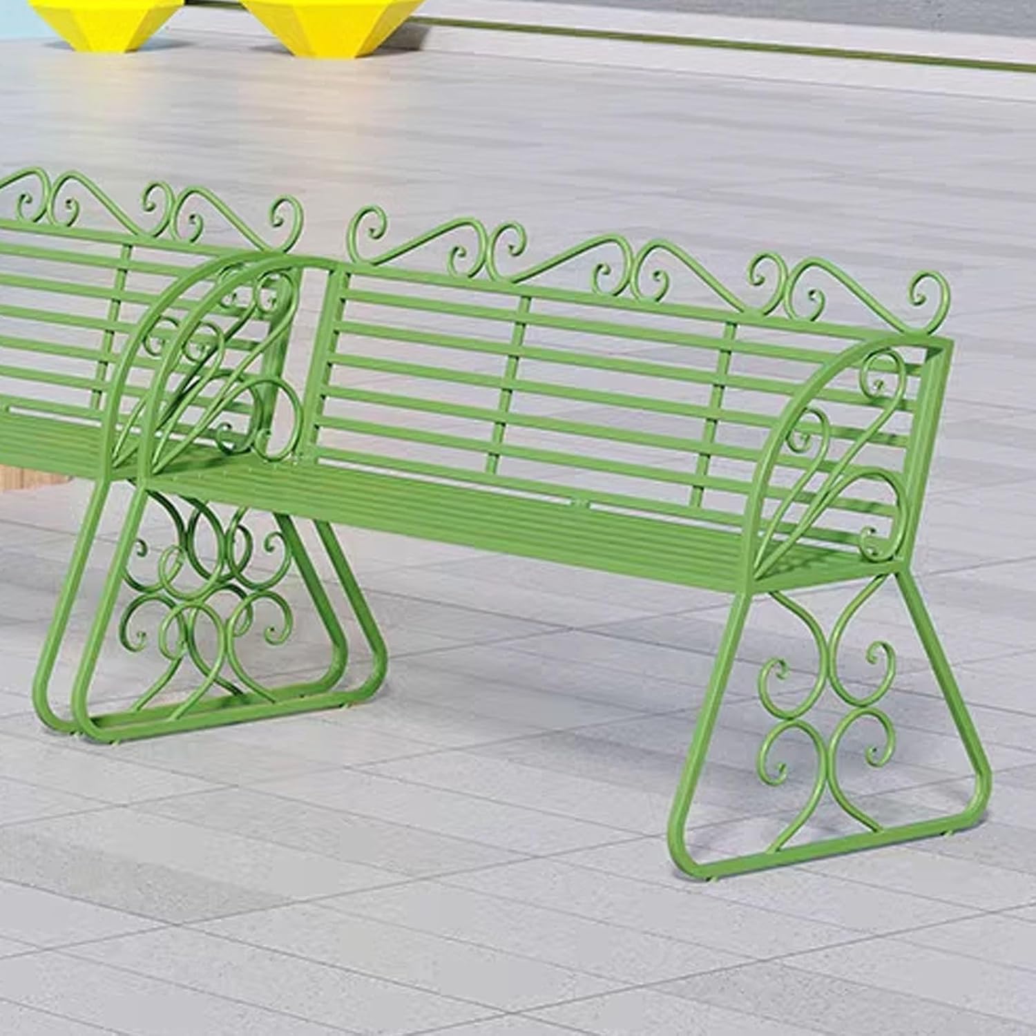 Outdoor Metal Garden Bench Patio Seat with Back & Armrests