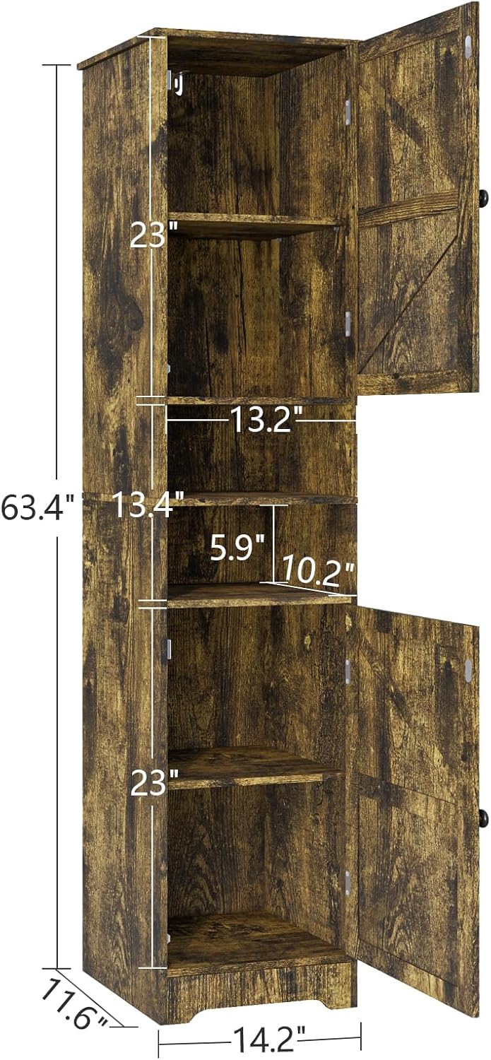 Tall Bathroom Storage Cabinet Slim Adjustable Shelf Retro