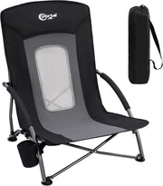 Low Beach Chair Folding Lightweight Seat with Cup Holder