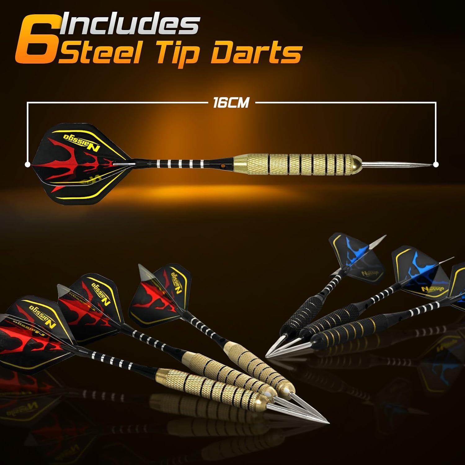 Bristle Dart Board Set Steel Tip Darts Sisal Rotating Ring